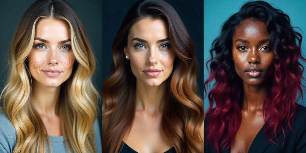 Hair coloring techniques on straight, curly, and thick hair types.