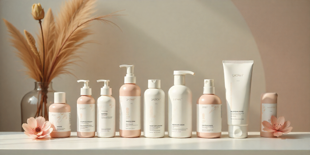 Eco-friendly salon hair coloring products with sustainable packaging.
